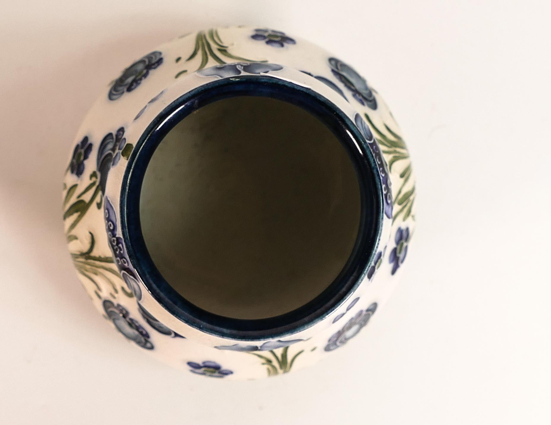 Moorcroft James Macintyre blue Florian ware vase. Signed to base, small chip on top rim reglued, age - Bild 3 aus 7