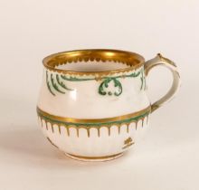 Georgian Royal Vienna squat tea cup with gilt and green decoration, height 5.5cm