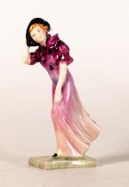 Royal Doulton early miniature figure Windflower, in purple & pink colourway, h.10cm.
