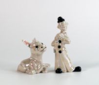 Wade Clown & Donkey with pearl type glaze, hand written script noted to the donkey, height 10.