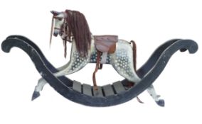 In the manner of G & J Lines, Dapple Grey rocking horse with genuine horse hair tail and mane,