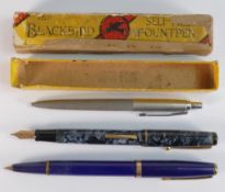 Three Pens, to include two Fountain Pens "Mentmore Auto Flow" with 14ct nib, Mentmore Diploma,