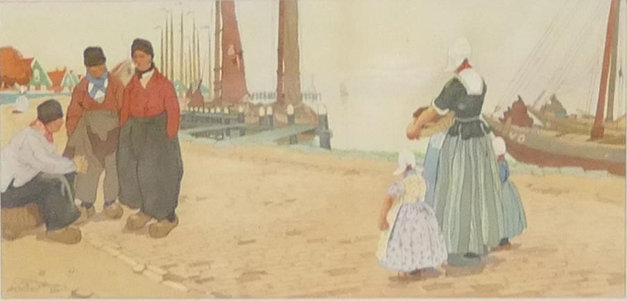 Henri Cassiers (1848 - 1944), three coloured lithographs, Dutch scenes, frame size 32cm x 53cm (3) - Image 3 of 4