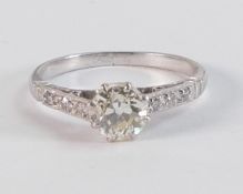 18ct white gold or platinum Diamond solitaire ring, diamond measures 0.75ct / 6mm appx. Ring size M,