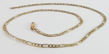 9ct gold neck chain, 54cm long, weight 10.04g.