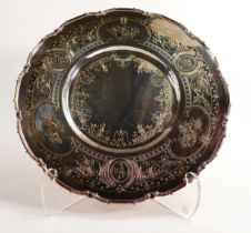 De Lamerie Fine silver plate and part gilt layplate / tray, specially made high end quality item,