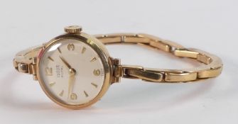Ladies Tudor Rolex 9ct gold wrist watch and 9ct gold hallmarked Rolex bracelet, not working.