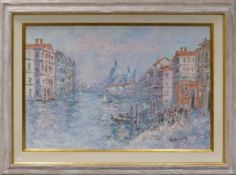 Oil on canvas signed by W Knight of Venice Italy. This has been reframed in a modern frame. Frame