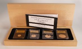 The London Mint Office 2022 proof Sovereign four coin set, comprising Double sovereign, Sovereign,
