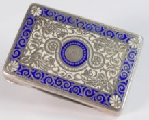 Continental silver & enamel snuff box, late 19th century, no hallmarks, but tested as silver.