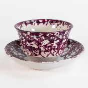 19th century English Spongeware bowl and dish in unusual purple decoration