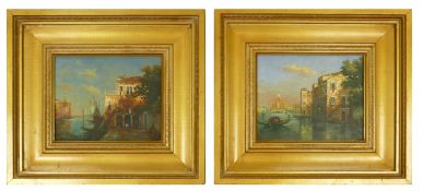 A pair of Michaela Vincci oil on board paintings of Venice. Signed with certificate of
