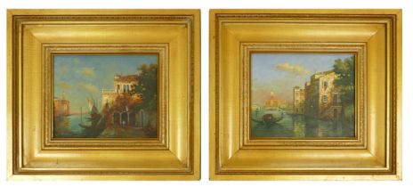 A pair of Michaela Vincci oil on board paintings of Venice. Signed with certificate of