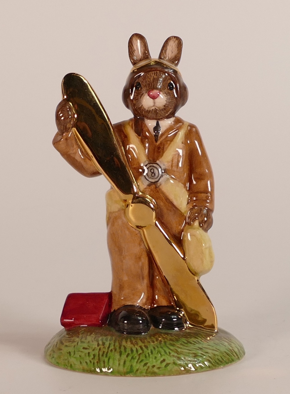 Royal Doulton Bunnykins figure of The Pilot DB369 in a gold colourway, edition of 100, box and