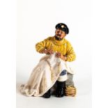 Royal Doulton prototype character figure of seated fisherman mending nets, C1980s, impressed model