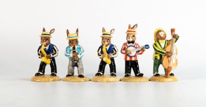 Royal Doulton Bunnykins figures to include, Jazz Band figures - Saxophone DB186, Clarinet DB184,