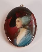 Harry Tittensor 9ct gold framed large hand painted brooch c1920. Measuring 53mm x 41mm appx. Signed.