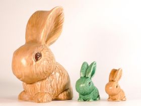 Sylvac large rabbit figure & 2 smaller items, tallest 25cm (3)