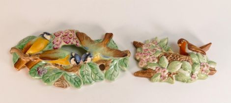 Beswick wall plaques - three Blue Tits number 574 and Robin on Branch, model number 572. (2)