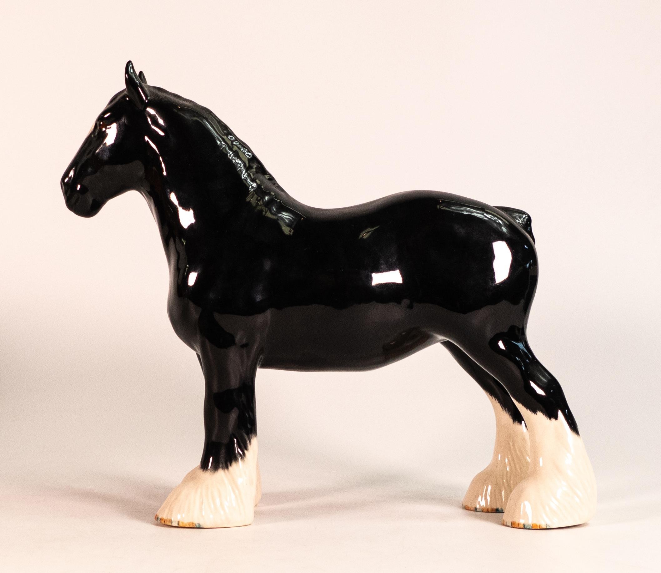 Beswick black Shire horse 818, collectors club special. Gold back stamp but no BCC marking. - Image 3 of 4