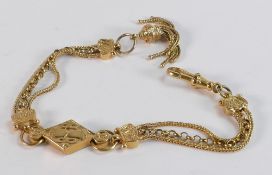 9ct yellow gold hallmarked modern Albertina bracelet in the Victorian style. Overall length 23cm,