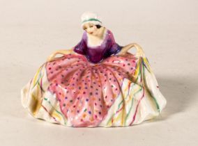 Royal Doulton early miniature figure Polly Peachum M23 in pink spotted colourway, impressed date for