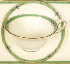 Wedgwood Jade pattern cup & saucer sets, marked factory seconds together with 2 oblong similar