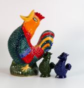 Wade collection of multicoloured Cockerel Gluggle jugs. These were removed from the archives of
