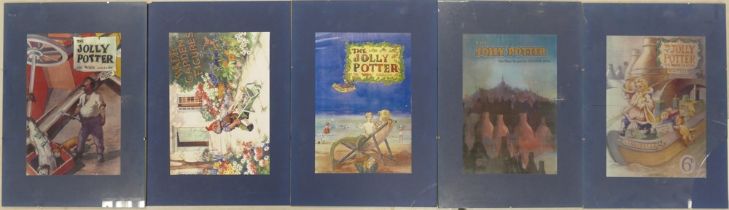 A collection of Wade The Jolly Potter Collectors Club Magazine enlarged front cover prints, some