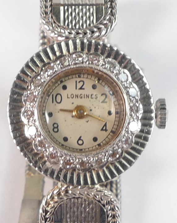 14ct white gold Longines ladies cocktail watch, mechanical movement with diamond bezel with 14ct - Image 3 of 3