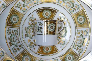 Royal Crown Derby, Green Derby Panel, thirty nine piece service to include a 19-piece Coffee set