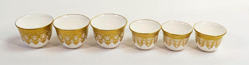 De Lamerie Fine Bone China heavily gilded tea bowls, specially made high end quality items, Made