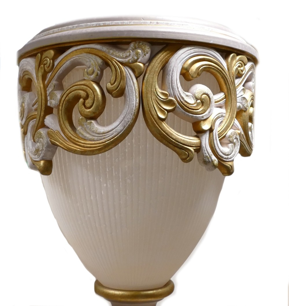 La Relco Italian large antique style pedestal lamp, two part lamp in painted glass & Aluminium, h. - Image 3 of 4