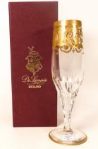 Six De Lamerie Fine Bone China heavily gilded Robert Adam pattern Champagne Flutes, specially made