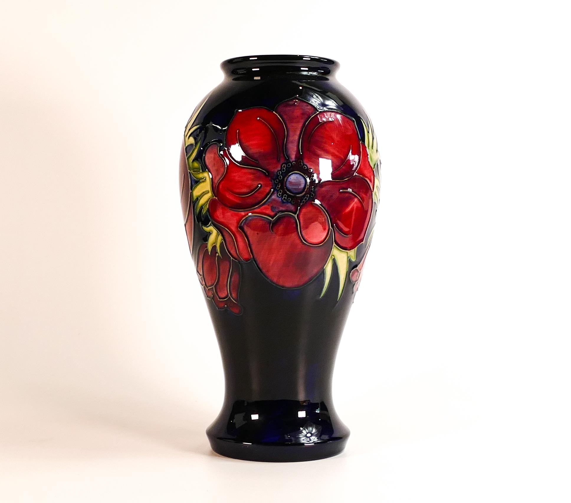 Moorcroft Anemone on blue ground large limited edition vase, height 31cm, boxed