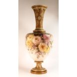 Superb Doulton Burslem exhibition vase, the neck and base richly decorated with raised decorative
