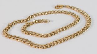 9ct gold hollow flat curb link necklace, 46cm long, weight 11.73g.