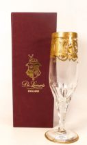 Eight De Lamerie Fine Bone China heavily gilded Robert Adam pattern Champagne Flutes, specially made