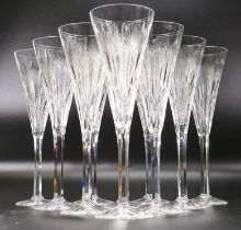 Ten Stuart Crystal Champagne Flutes, each 23cm (10)