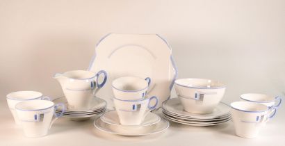 Shelley 21 piece tea set, Oxford shape pattern 0177 consisting of 6 trios, milk jug, sugar bowl