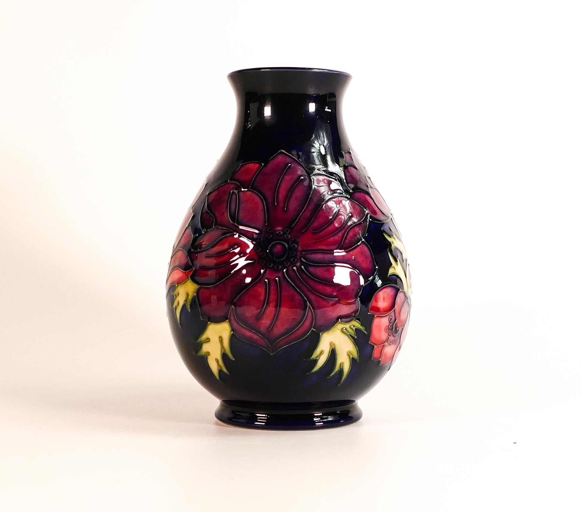 Moorcroft Anemone on blue ground vase, height 19cm, boxed