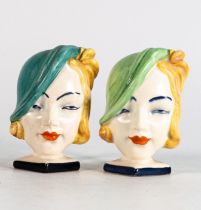 Beswick Art Deco mask head napkin rings, height 7.5cm (2)