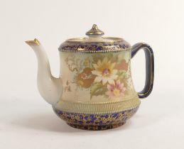 Carlton blush ware tea pot with Honfluer decoration, by Wiltshaw & Robinson, c1900, height 15cm