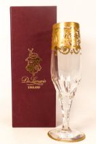 Six De Lamerie Fine Bone China heavily gilded Robert Adam pattern Champagne Flutes, specially made