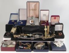 A collection of costume jewellery including watches, jewellery etc.