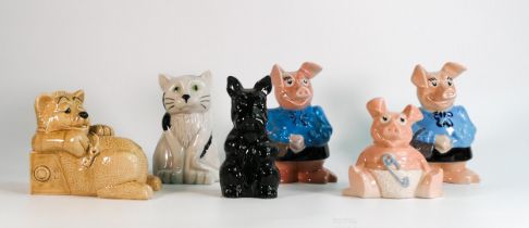 Wade collection of NatWest & similar moneyboxes (lying cat with handwritten script to base & black
