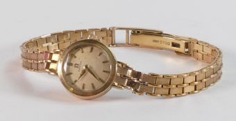 Omega ladies 9ct gold wrist watch and integral hallmarked 9ct gold bracelet, gross weight 18.73g