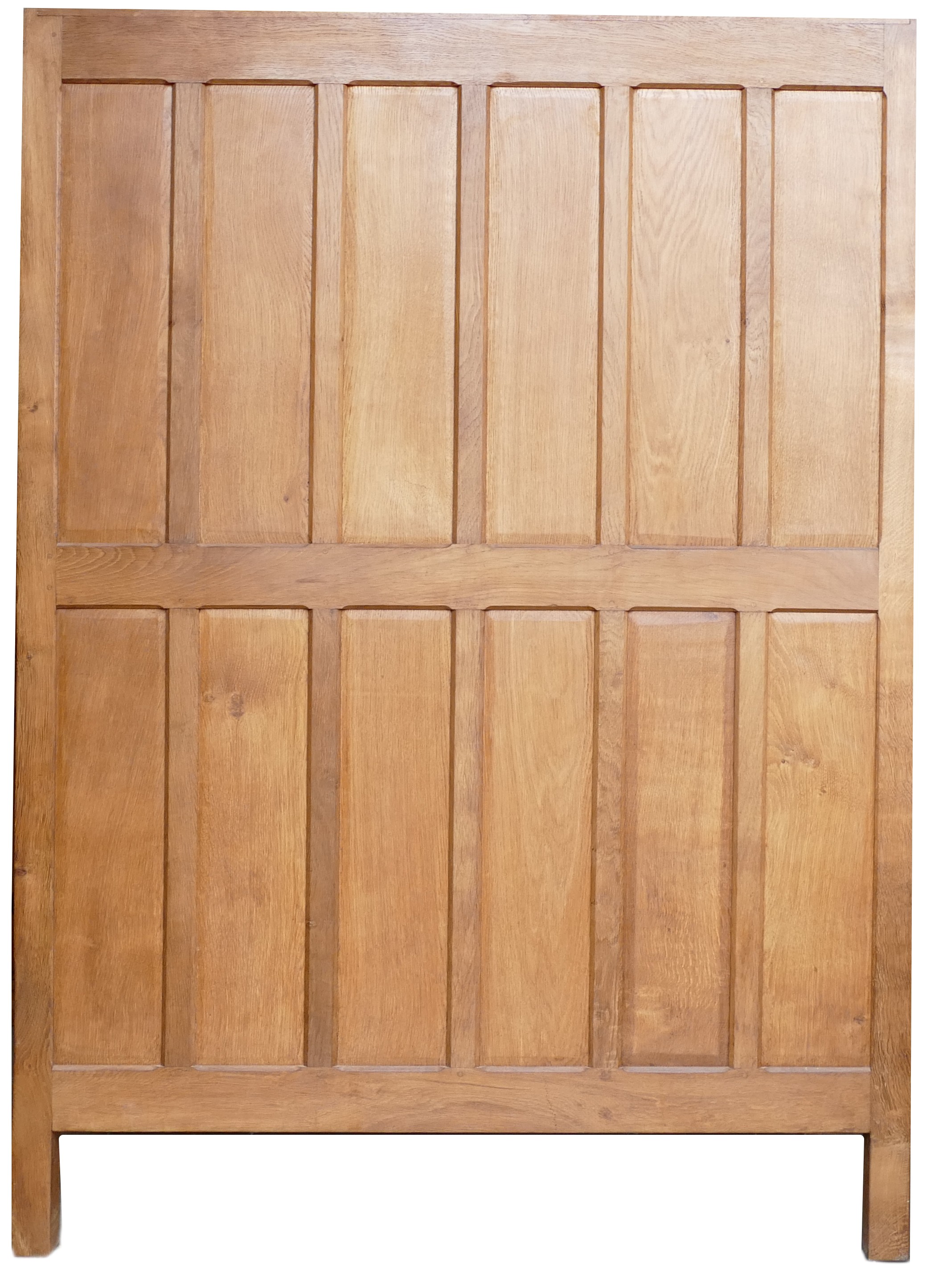 Robert 'Mouseman' Thompson (Kilburn), English Oak two door wardrobe, double panelled doors with half - Image 6 of 6