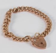 Heavy 9ct rose gold Edwardian bracelet made from a section of a watch chain Albert, hallmarked on