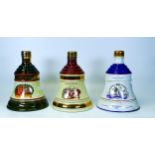 Three Sealed Bells Pottery Whiskey Decanters including Royal Commemorative & Christmas Theme items(